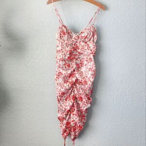 O vianca rushed sides ties ends floral dress